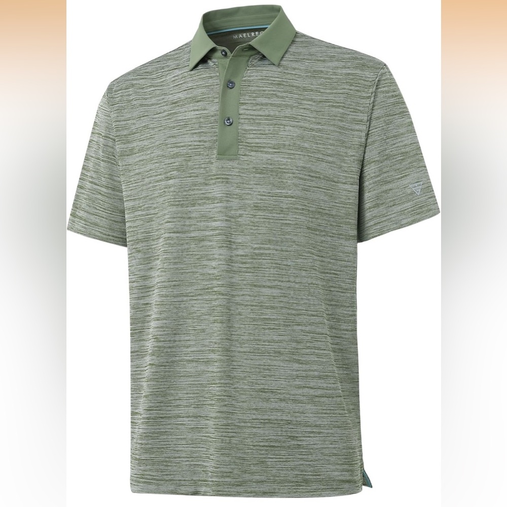 MAELREG (2XL) Olive Green Heather Golf Shirts Short Sleeve Moisture Wicking.New